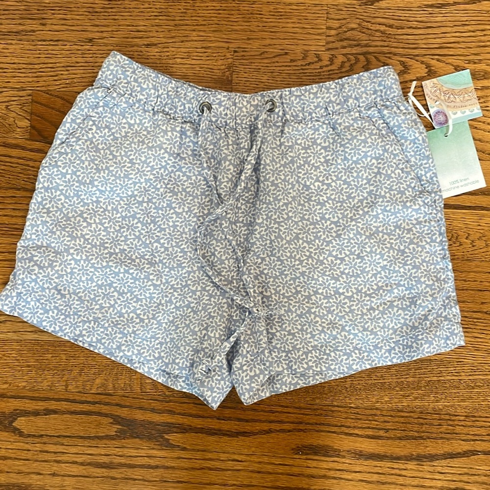 Sigurd Olsen Linen blue, and white shorts